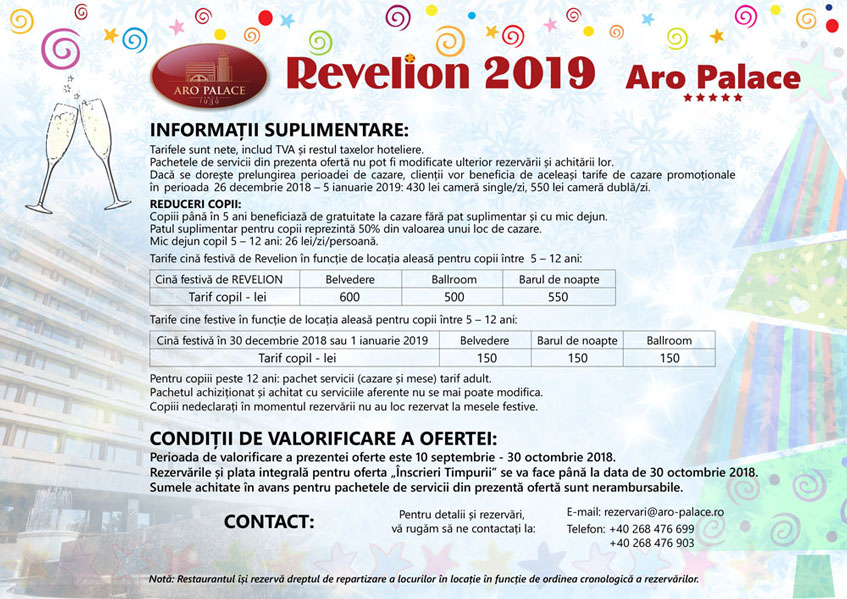 Oferta Revelion Brasov 2019 la hotel Aro Palace