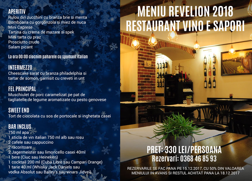 Meniu revelion Brasov 2018 Restaurant Vino e Sapori